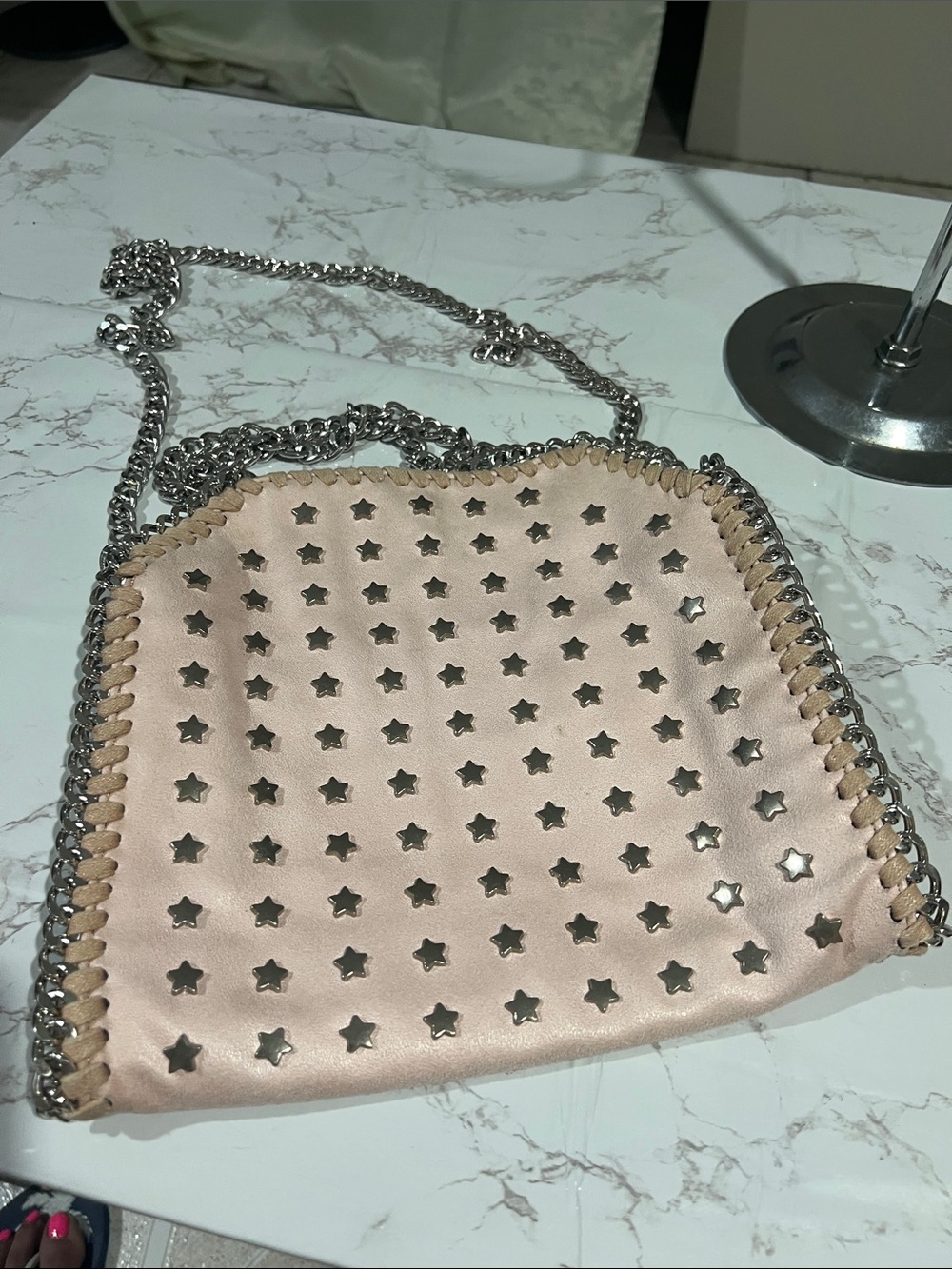 Star-Studded Pink Chain Crossbody Bag
